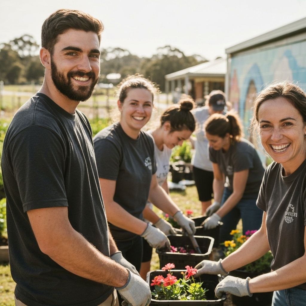 Volunteers and community members working together at a Brewlab Holdings event
